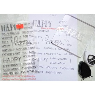 hnastampy CS400 con dấu tem trong suốt seal clear stamp dùng cho thiệp handmade scrapbook bộ Chữ Happy