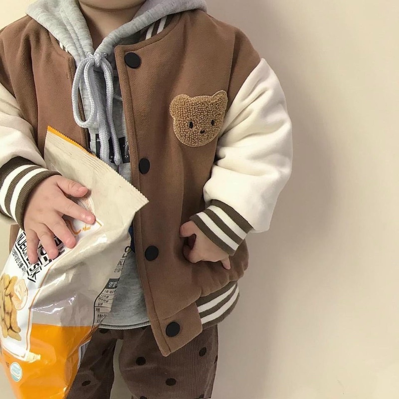 Áo bomber nâu gấu cho bé
