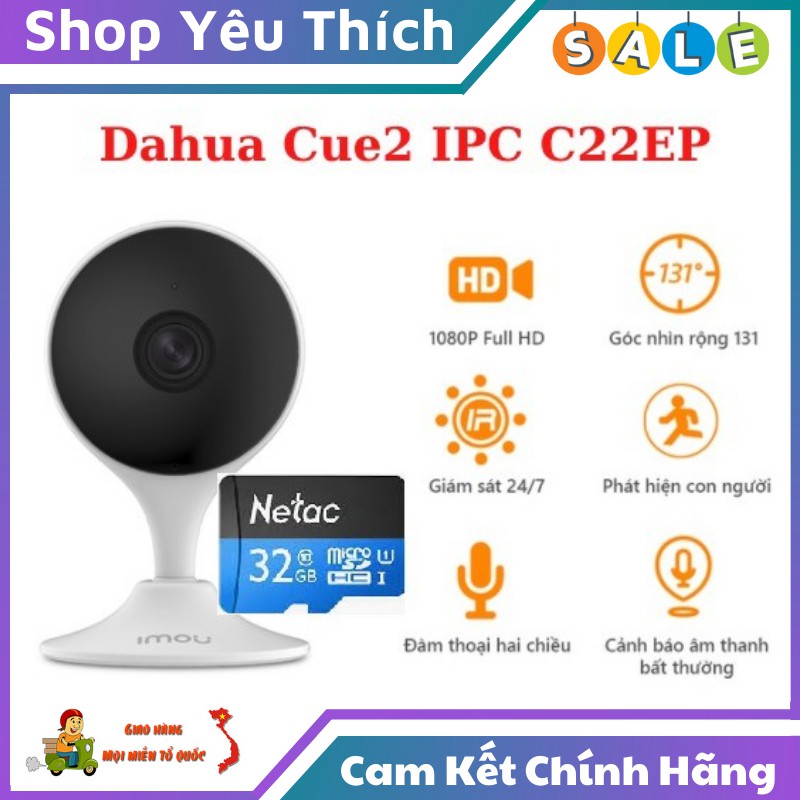 Camera IP Wifi IMOU Dahua IPC-C22EP Thiết Kế Gọn Nhẹ Độ Phân Giải 2MP Chất Lượng Full HD Công Nghệ Hồng Ngoại Thông Minh