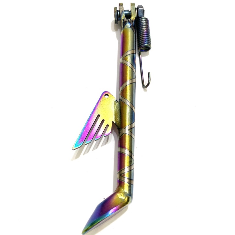 Chân chống xe máy ĐÚC ĐẶC siêu cứng Inox 304 xi titan 7 màu gắn mọi loại xe trang trí