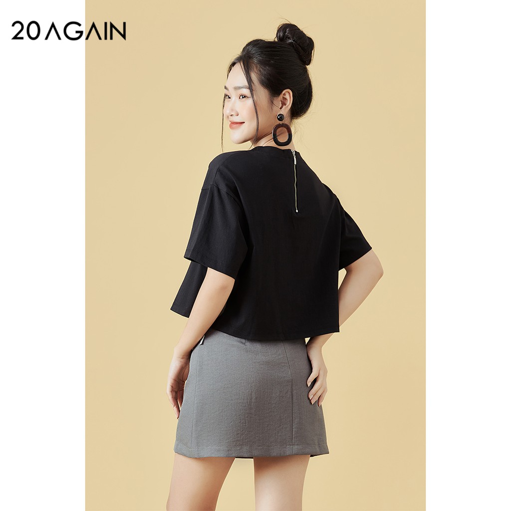 [Mã WABR1111 giảm 10% đơn 250K] Áo phông nữ ngắn tay cổ tròn 20AGAIN, khóa kéo thân sau, trẻ trung ATW1153 | BigBuy360 - bigbuy360.vn
