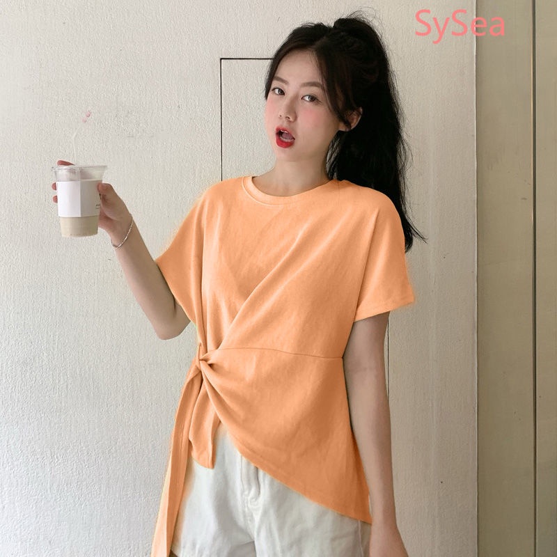 Áo thun ngắn tay phong cách Hàn Quốc mùa hè đơn giản dành cho nữ