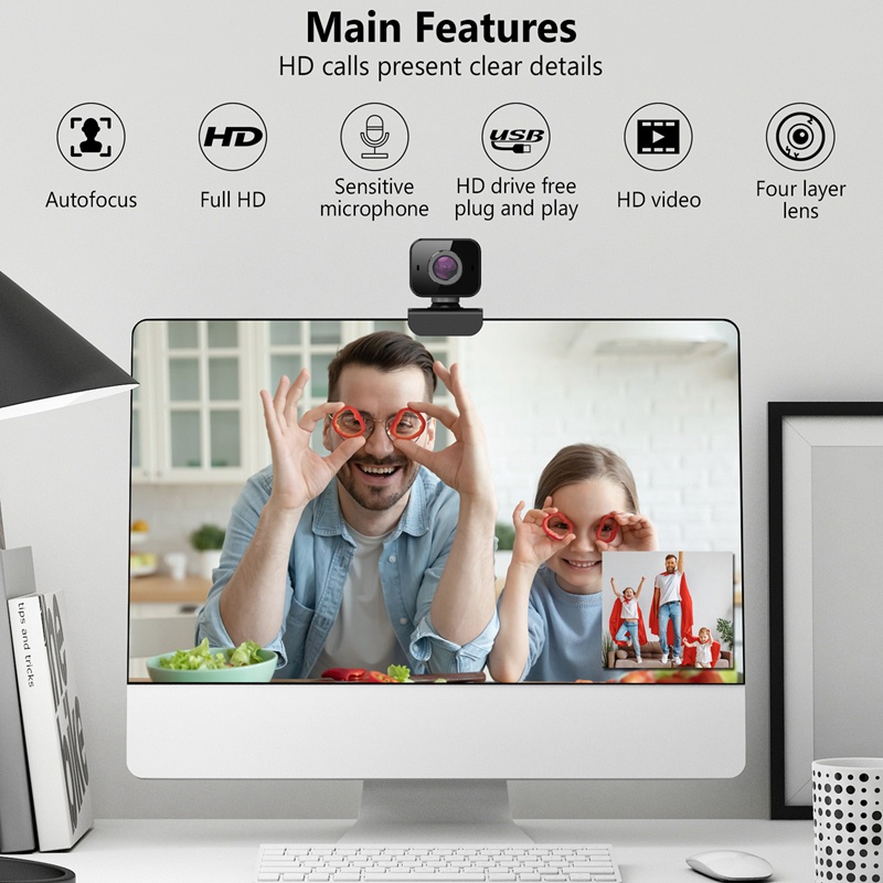 Webcam 1080p Hd Tích Hợp Micro Tự Động Lấy Nét Video Với Phích Cắm Usb | BigBuy360 - bigbuy360.vn