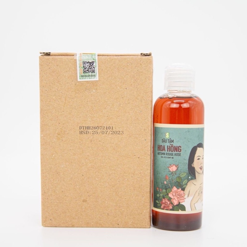 Dầu tắm hoa hồng Sinh dược 100% organic 100Ml- làm sạch, thư giãn, mềm mịn da, khử mùi,mùi | Bột Natural