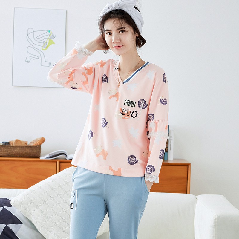 [ẢNH THẬT] Đồ bộ nữ Bộ mặc nhà vải COTTON 100% thông thoáng & thấm hút mồ hôi tốt, style Hàn Quốc (609)