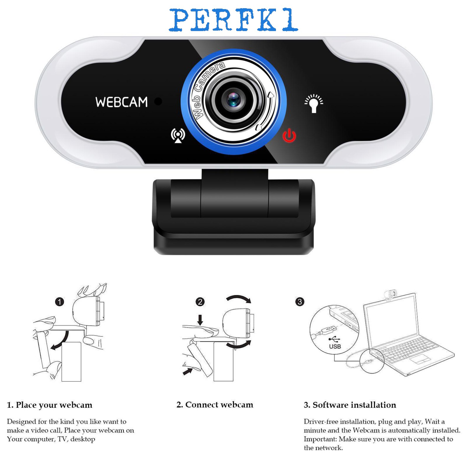 Webcam 1080p 2mp Hd Với Micro Usb 2.0 Cho Máy Tính