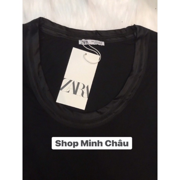 (Sẵn ) Áo thun tăm cổ viền bóng Zarraa auth canh sale