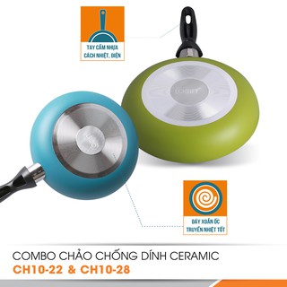 [LIFEMC11M2ADP -12% đơn 250K] Combo chảo chống dính Ceramic COMET - CH10 - 22&28