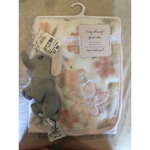 Chăn Voi Dễ Thương Cho Bé Màu Hồng - Tag along friends - soft baby blanket & plush toy