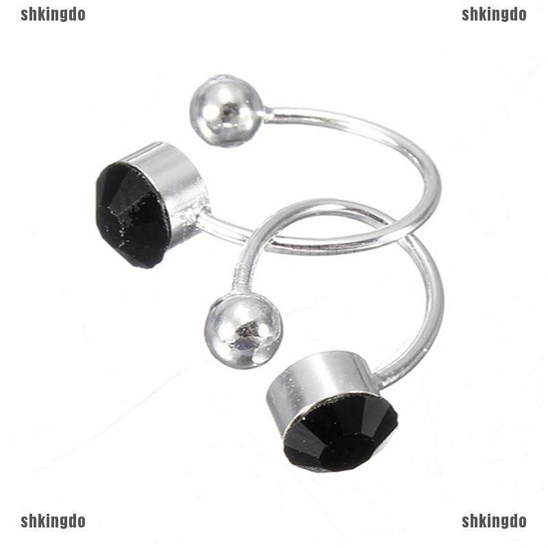 Khuyên đeo vành tai hình chữ U đính đá nhân tạo xinh xắn