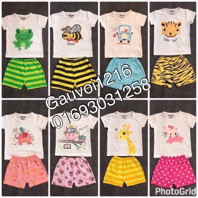 Bộ cotton in hình các con thú (BOB kids)