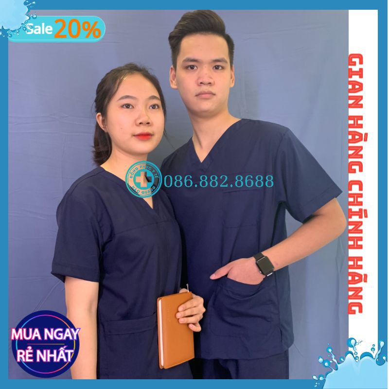 Bộ Scrubs Bác Sĩ, quần áo phòng mổ, đồng phục phẫu thuật, đồng phục spa xanh than hàng