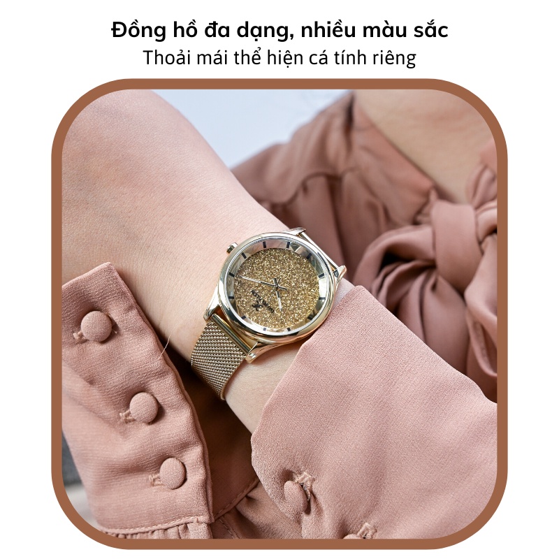 Đồng hồ nữ Daniel Klein Watch DK.1.12531 mặt nhỏ đính đá, kính cứng chống xước, chống nước, dây thép đeo tay cao cấp