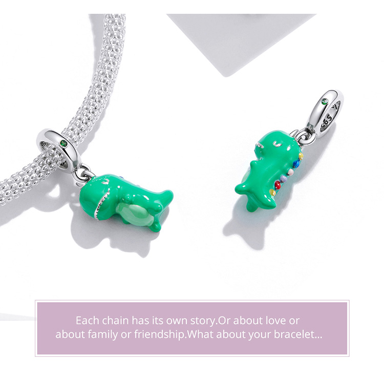 Mặt Dây Bamoer BSC460 Hình Khủng Long Nhỏ Bằng Bạc S925 100% Thời Trang DIY