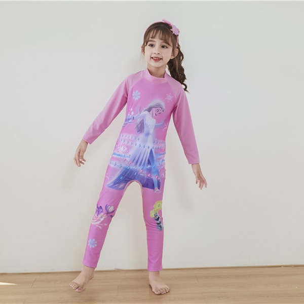 Đồ bơi trẻ em , đồ bơi bé gái | liền thân dài full body chống nắng bao gồm nón bơi họa tiết kỳ lân size cho bé đến 30kg