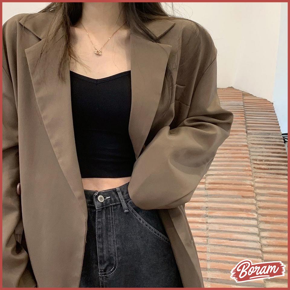 Áo Croptop Hai Dây Ôm Body Sexy Hở Vai BORAM SG