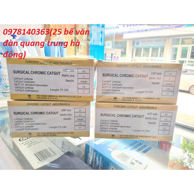 Chỉ catgut tự tiêu sai từ số 1 đến số 5 hộp 12 sợi 001