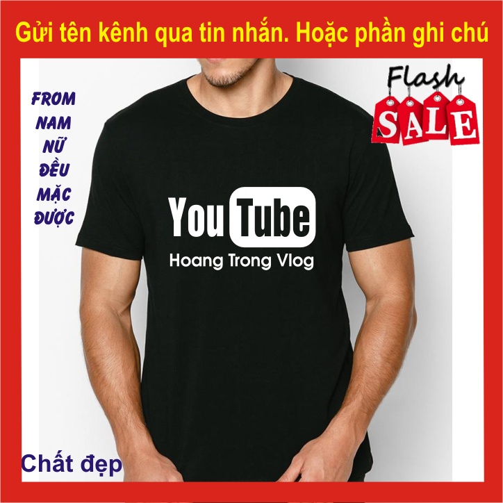 (đủ size - có video - 100% cotton - bao đổi trả)  áo phông youtube,in thêm tên riêng theo yêu cầu ,á