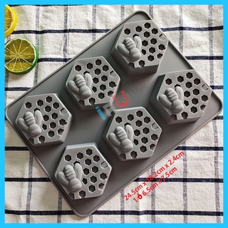 HCM - Khuôn silicon làm xà bông lục giác hình Ong 6 bánh
