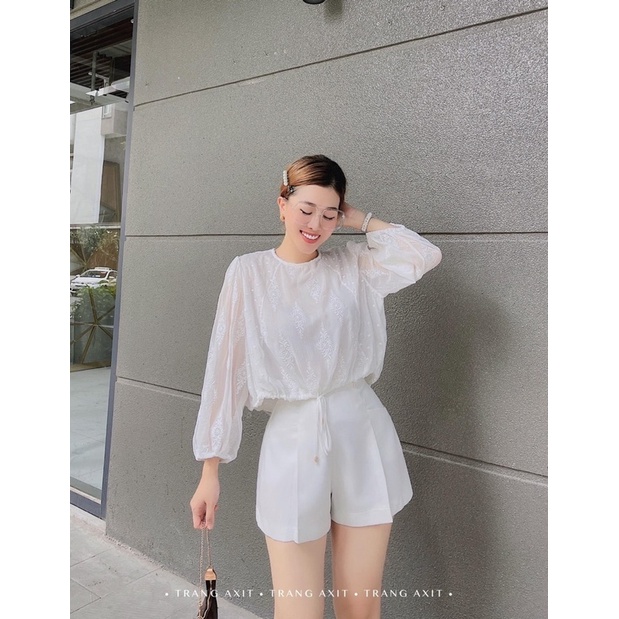 SET ÁO RÚT DÂY HOẠ TIẾT + QUẦN SHORT