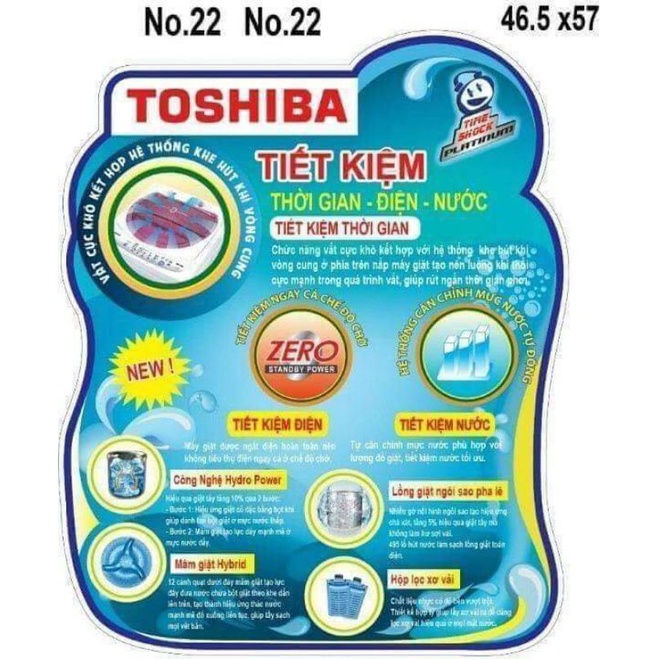 Tem trang trí máy giặt Toshiba