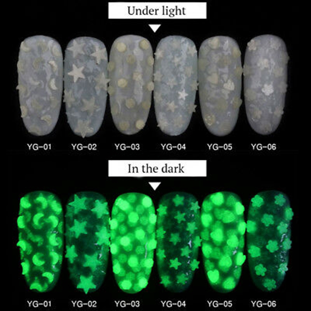 Sticker Trái Tim / Ngôi Sao Dạ Quang Dán Móng Tay