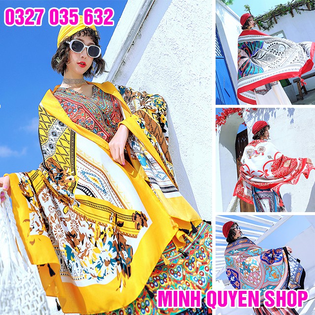 Khăn Choàng Đi Biển Vintage, Khăn Đi Biểm Thổ Cẩm Chống Nắng, Làm Áo, Quây Váy Đa Năng ( 100x180 cm)