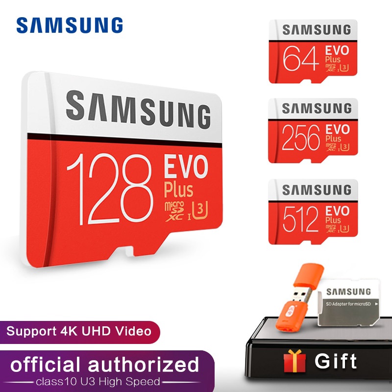 SAMSUNG Thẻ Nhớ Micro SD 32GB 64GB 128GB 256GB 512GB SDHC SDXC Grade EVO + Class 10 C10 UHS TF SD