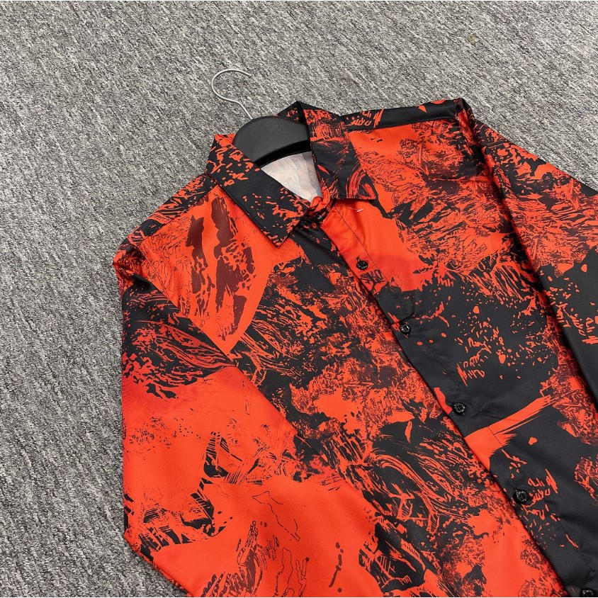 RODI Áo sơ mi nam nữ họa tiết loang đỏ, áo sơ mi nam nữ dài tay cá tính- D194 | BigBuy360 - bigbuy360.vn