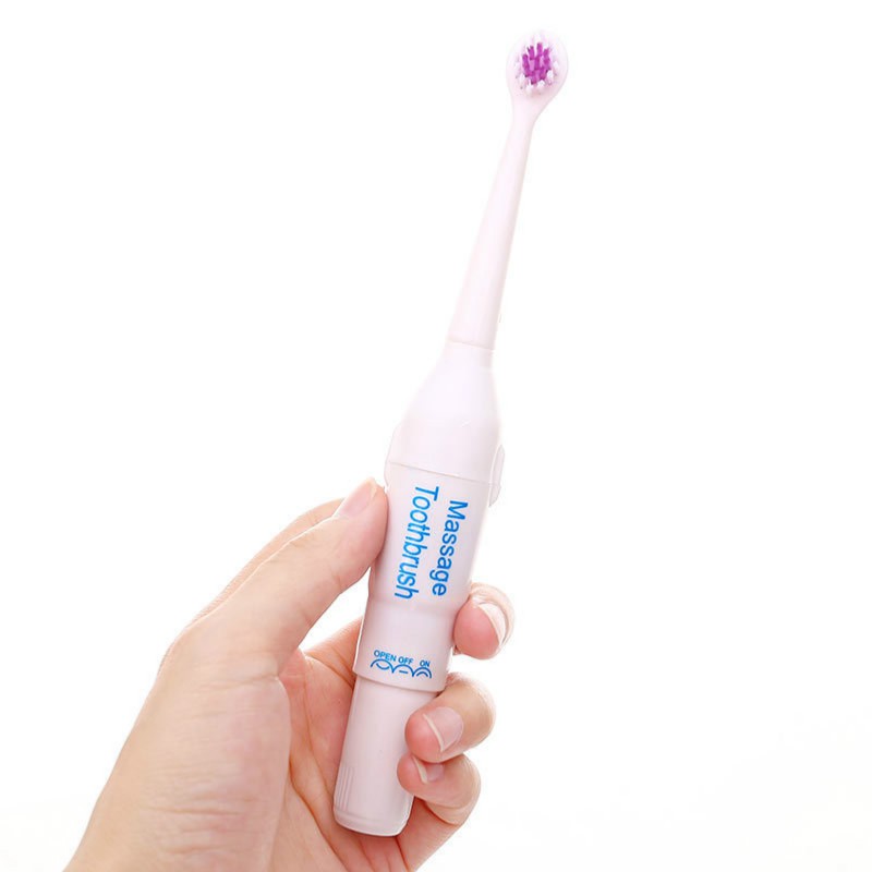 BÀN CHẢI ĐÁNH RĂNG MASSAGE TOOTHBRUSH SIÊU MỀM DÙNG PIN CHẠY TỰ ĐỘNG GỒM 3 ĐẦU THAY THẾ TIỆN LỢI