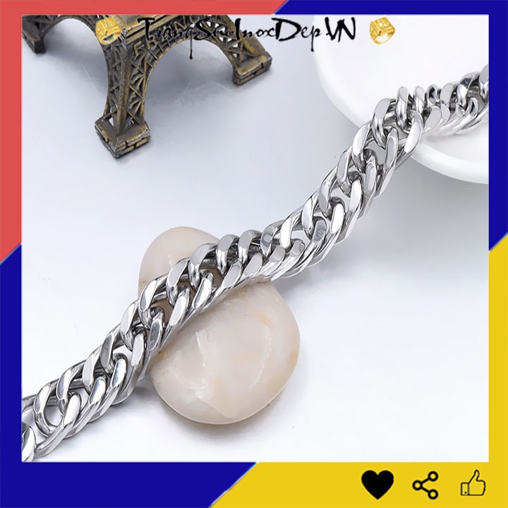 Lắc tay nam kiểu lặc đôi 12mm khóa bộ thời trang sáng đẹp, không đen, không gỉ, chọn size theo yêu cầu