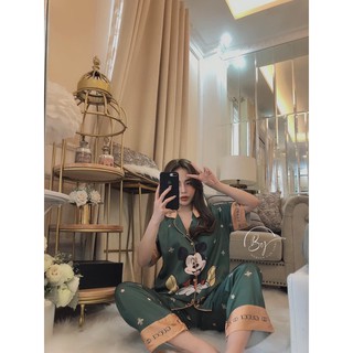 Bộ Pijama lụa áo cộc quần dài