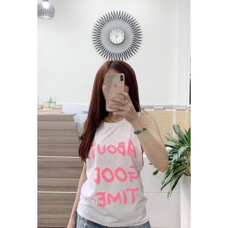 ÁO TANKTOP TRẮNG ABOUT GOOD TIME ( kèm áo lót trong)