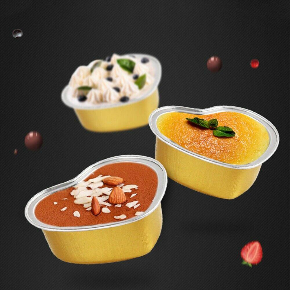 Cốc Lá Nhôm Đựng Bánh Cupcake Hình Trái Tim Có Nắp Đậy