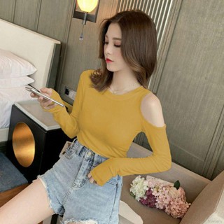 Áo thun tay dài khổ rộng hở một bên vai thời trang bắt mắt cho nữ