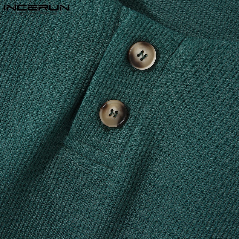 Áo thun INCERUN tay ngắn cổ tròn màu trơn thời trang cho nam