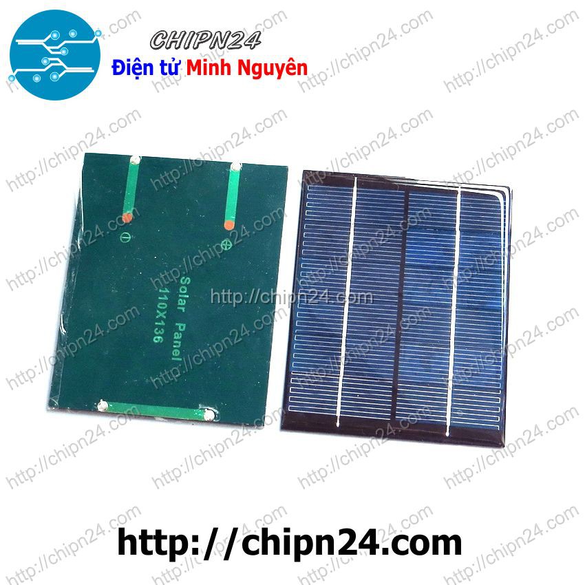 [1 CÁI] (A5) Tấm pin NLMT 6V 2W (136x110mm) (Tấm pin Năng Lượng Mặt Trời, Solar Power, Solar Panel)