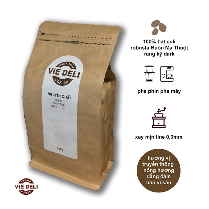 Cà phê bột Robusta Culi Viedeli, túi 500g