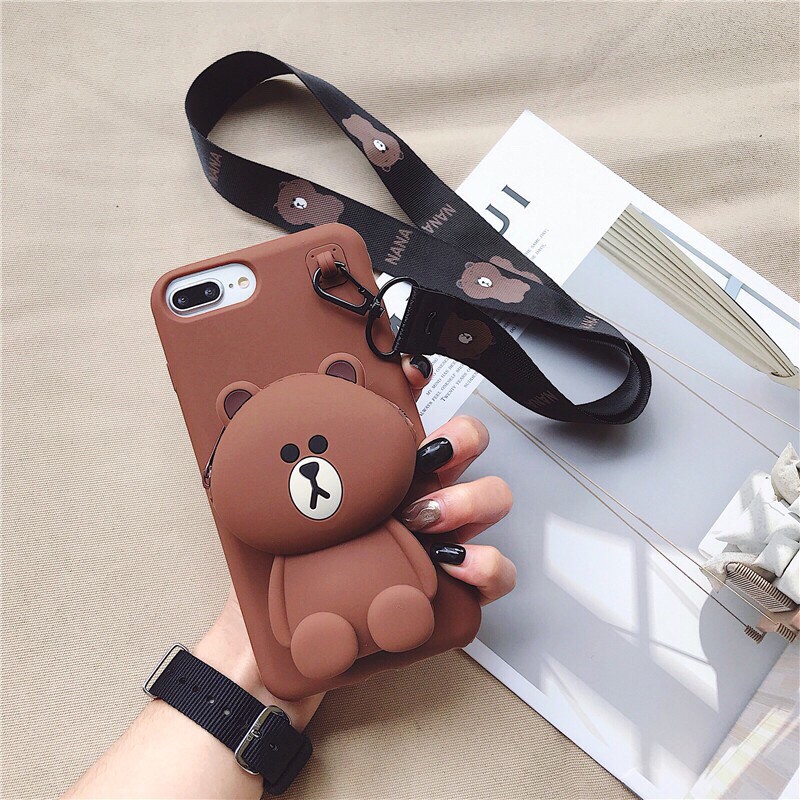 Ốp Gấu Ví - Kèm Dây (vừa là ốp vừa là ví đựng đồ)