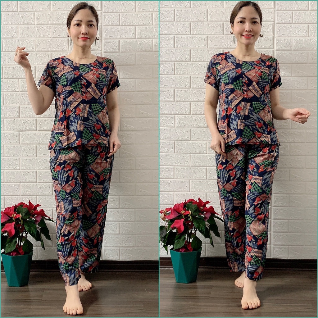 Bộ Lanh Gia Huy Trung Tuổi quần dài ống côn