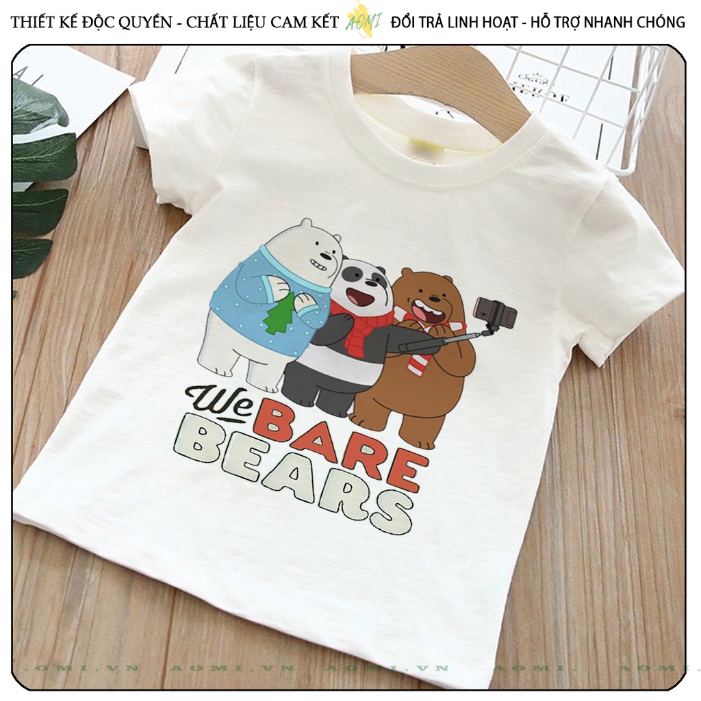ÁO THUN Kawaii 3 chú gấu we are bear UNISEX PHÔNG TRẮNG TAY NGẮN NAM NỮ GIA ĐÌNH CẶP ĐÔI SIZE TRẺ EM BÉ TRAI GÁI AOMIVN