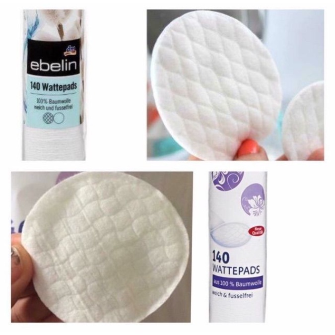 Bông tẩy trang Isana &amp; Ebelin Đức 140 miếng mềm mịn, không xơ, an toàn - Shop Viloet