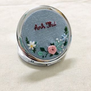 Gương thêu tay handmade (2 mặt gương)