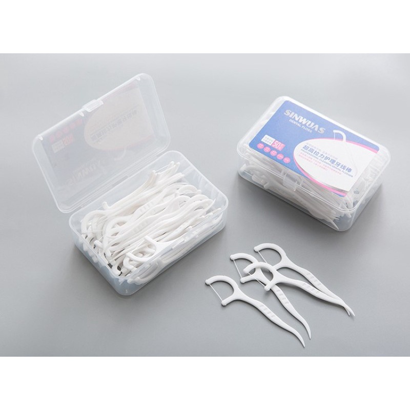 Hộp 50 Cây Tăm Chỉ Nha Khoa Dental Floss Bảo Vệ Sức Khỏe - Tăm Xỉa Răng Chăm Sóc Vệ Sinh