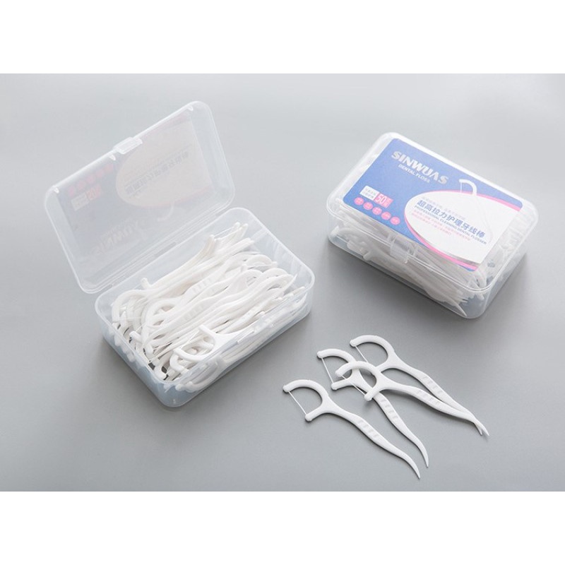 Hộp 50 Cây Tăm Chỉ Nha Khoa Dental Floss Bảo Vệ Sức Khỏe - Tăm Xỉa Răng Chăm Sóc Vệ Sinh