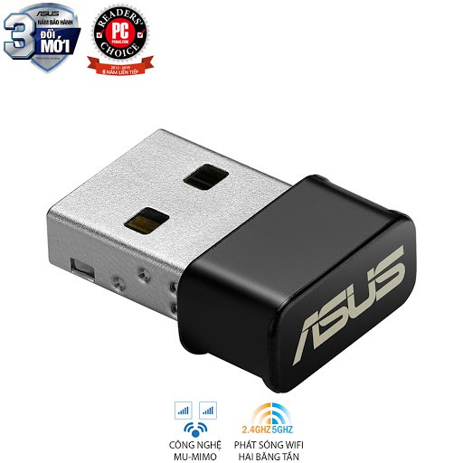 Bộ thu Wifi ASUS USB-AC53 Nano Hai băng tần chuẩn AC1200Mbps (Usb thu sóng Wifi)