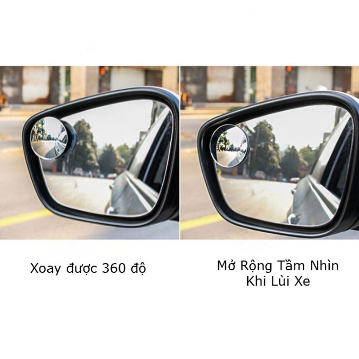 Gương Cầu Lồi Gắn Kính Chiếu Hậu Ô Tô Xoay 360 Xóa Điểm Mù Cho Xe Hơi Giá 1 Đôi TOO-STORE