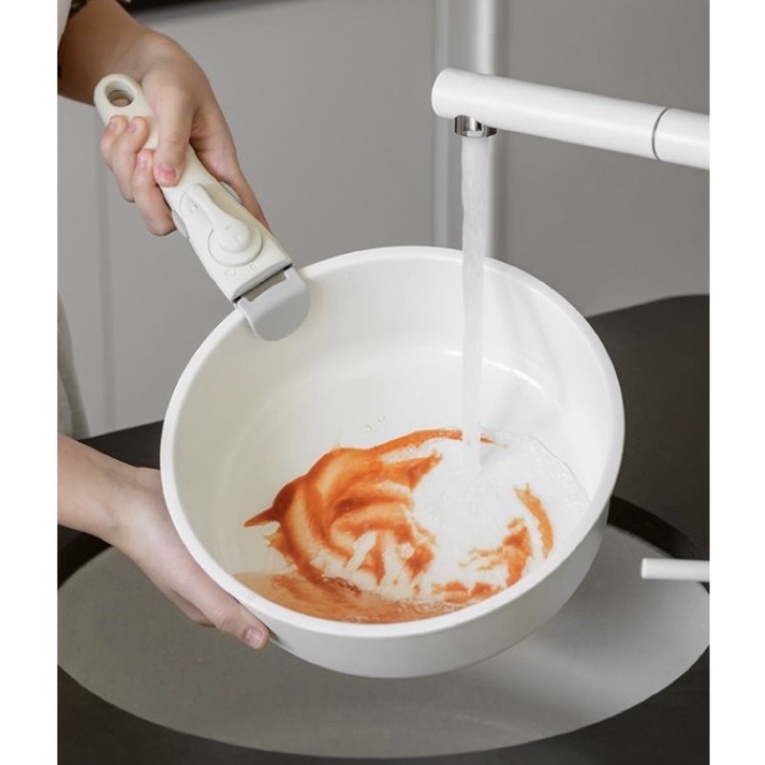 Bộ Nồi Chảo Chống Dính Men Đá Kèm Xửng Hấp KimsCook Tay Cầm Tháo Rời -