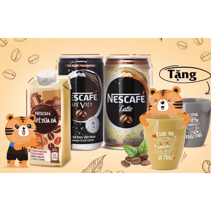 Cà phê sữa đá uống liền Néscafe hộp 200ml/ lon 180ml