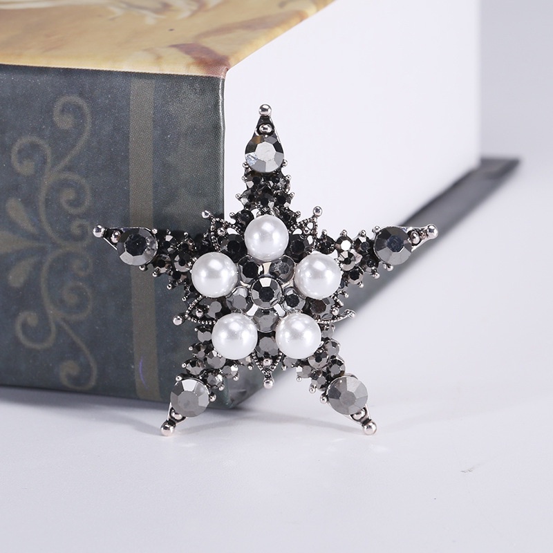 Ghim Cài Áo Hình Ngôi Sao Năm Cánh Đính Đá Ngọc Trai Nhân Tạo Thời Trang